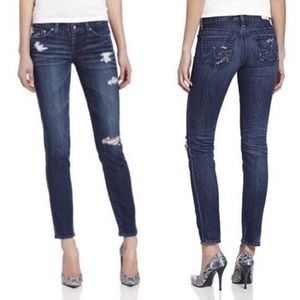 AG Adriano Goldschmied Stilt Cigarette Leg Low Rise Distressed Jeans  - 26
